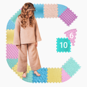 Masážna podložka Ortek Puzzle Mix 10 dielov + 6 sektorov PASTEL