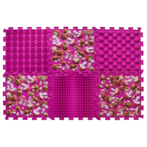 Masážna ortopedická podložka Puzzle "Mix" 6 prvkov Ružová huba