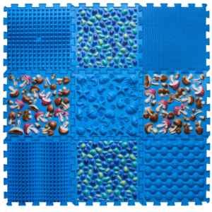 Masážna ortopedická podložka Puzzle "Mix" 9 prvkov Modrá