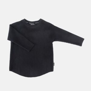 Čierna Ribbed tričko s dlhým rukávom
